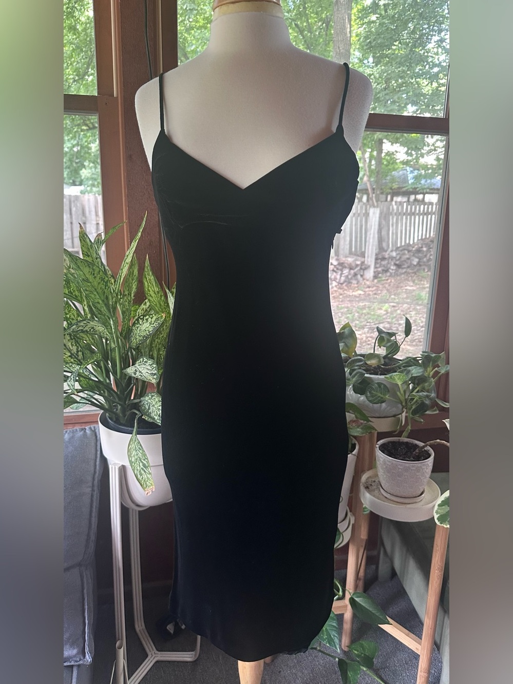 Vintage Ralph Lauren Black Velvet Slip Dress with Spaghetti Straps sz. 10